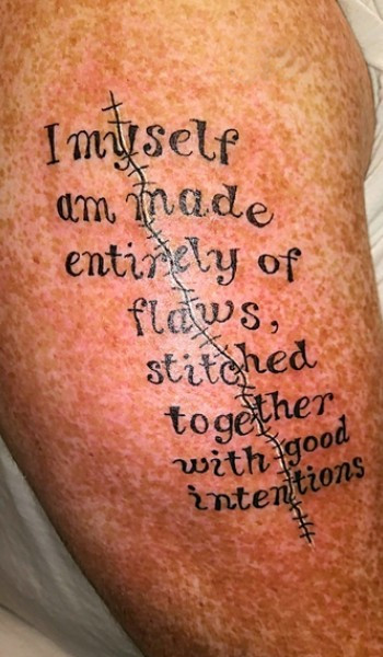 writing style design cut with stitches