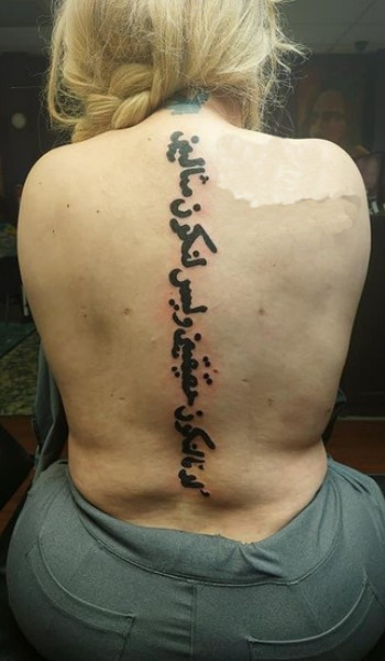 writing style in vertical on the back